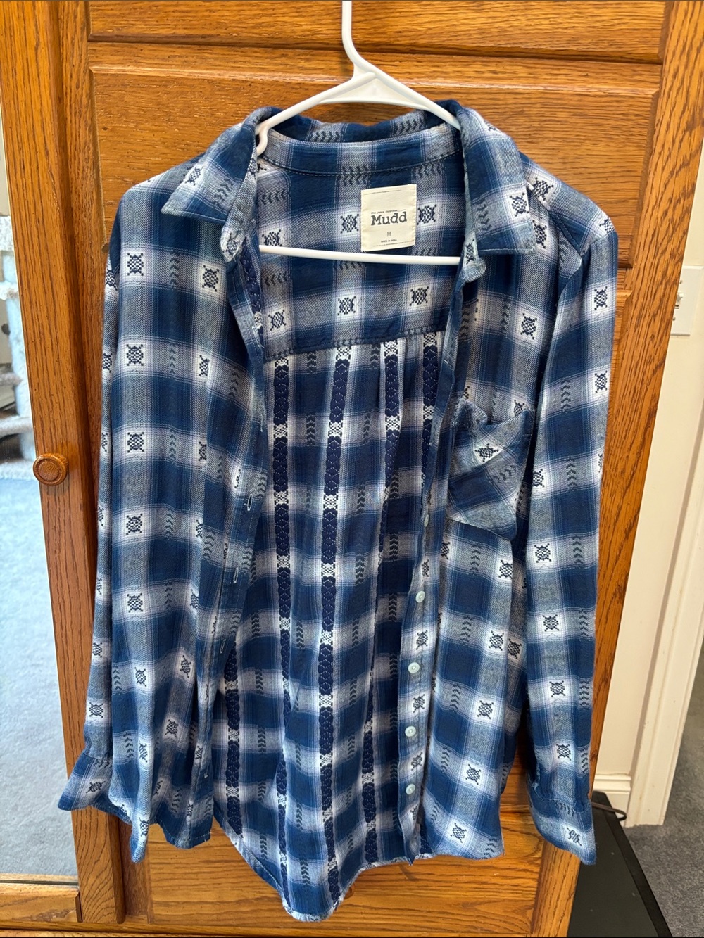 Mudd  Navy and White Plaid Button-Down Shirt